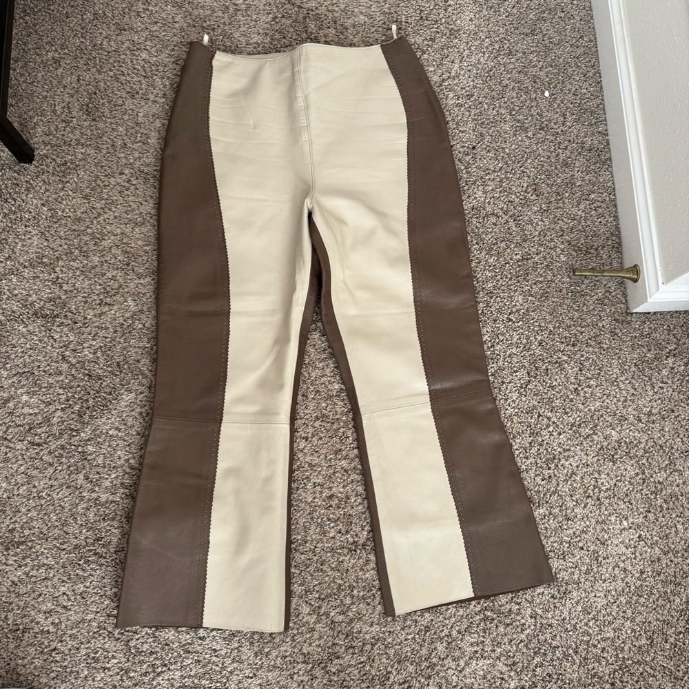 Vintage 1980s Claude Montana two tone leather pants